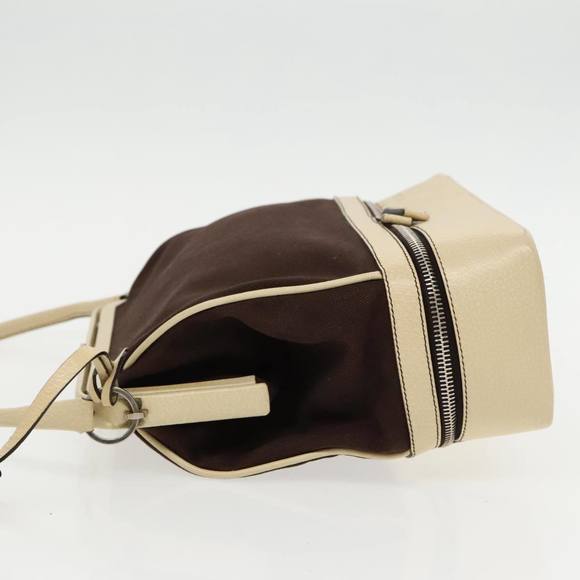 PRADA Hand Bag Canvas Silver Brown Auth 96183 - Picture 4 of 16